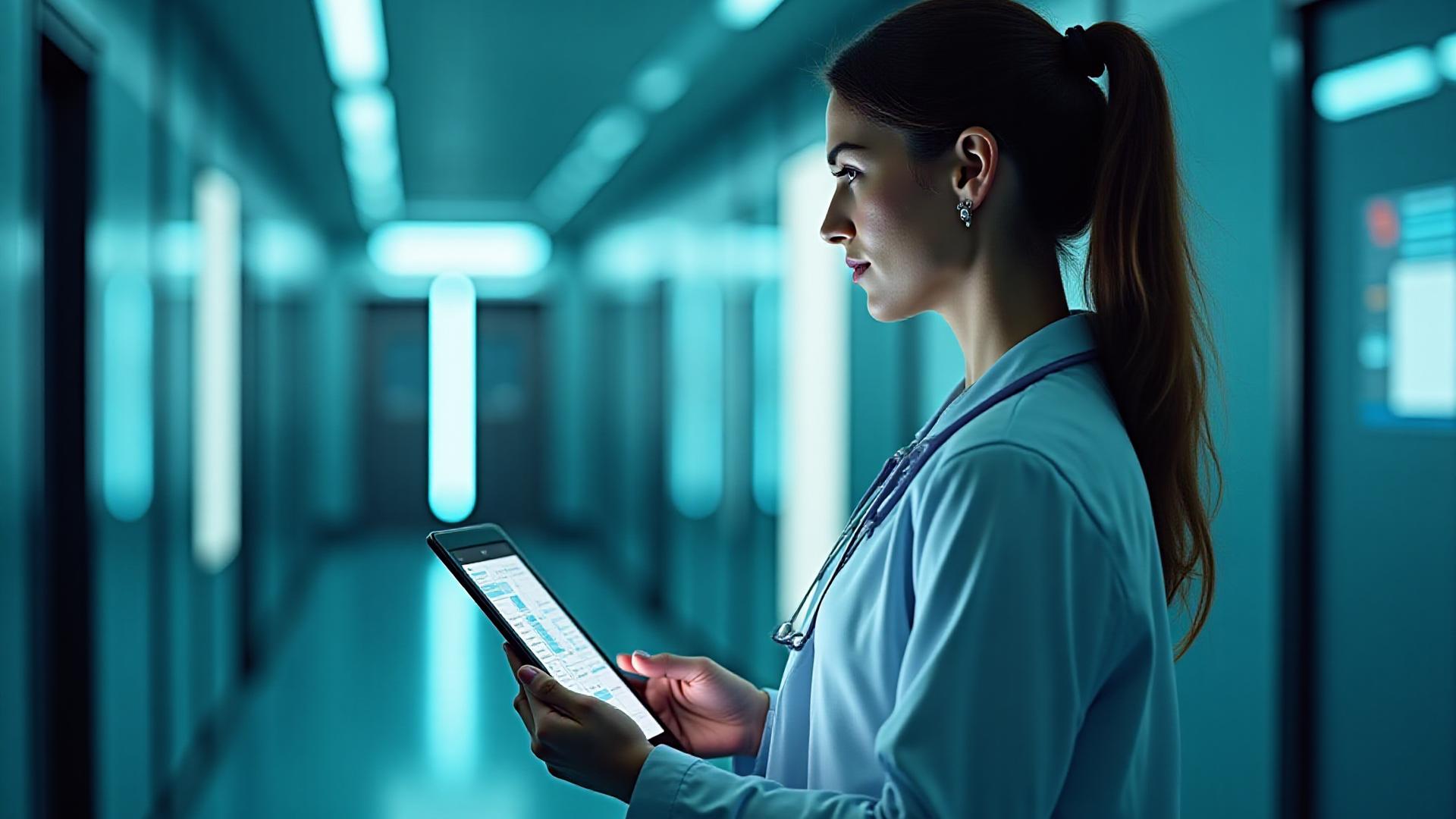 Doctor using a digital tablet for patient care